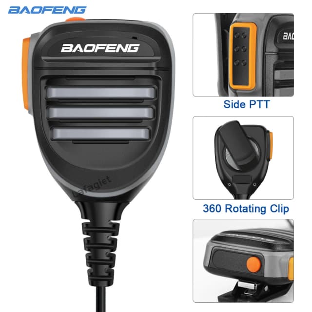 Baofeng-altavoz Walkie Talkie, micrófono PTT UV-5R actualizado, resistente al agua para Radio bidireccional portátil UV-10R UV5R UV-13 Pro, 2022