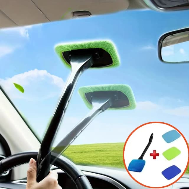 Kit de cepillo limpiador de ventanas de coche, herramienta de limpieza y lavado de parabrisas, limpiaparabrisas Interior de vidrio con mango largo, accesorios para coche