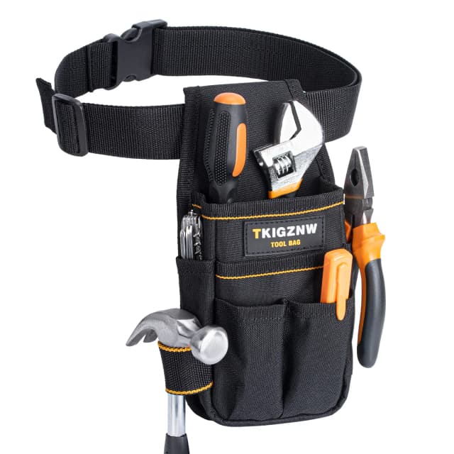 TKIGZNW Bolsa de herramientas de bolsillo, construcción de 6 bolsas y 9 bucles para destornilladores, bolsa de herramientas resistente con cinturón ajustable para electricidad