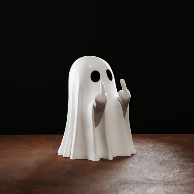Linda estatua de fantasma de dedo medio, pequeña decoración de Halloween para el hogar, centro de mesa para mesa de centro, adorable figura de terror