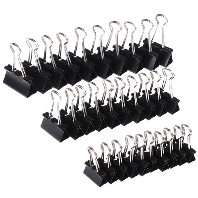 10 Uds Clips de carpeta de Metal negro 19mm/ 25mm/ 32mm notas Clip de papel de carta suministros de papelería de oficina fijación de encuadernación