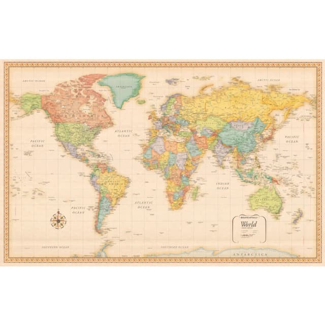 Plakat Mapa Świata Retro 150*90cm Obraz na Ścianę Dekoracja Domu Prezent dla Podróżników Artykuły Szkolne Bez Ramy
