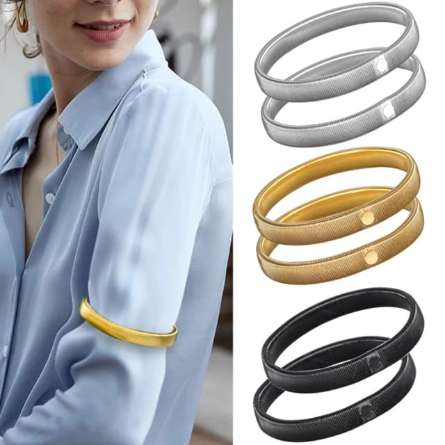 Estilo clásico 2 unids/par antideslizante elástico camisa manga soportes brazaletes de Metal banda ligas elásticas para Mujeres Hombres práctico