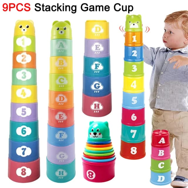 Juego de apilamiento de taza para niños, juego de mesa, competición de velocidad manual, copa plegable con números, formas de letras, rompecabezas de educación temprana, juguete