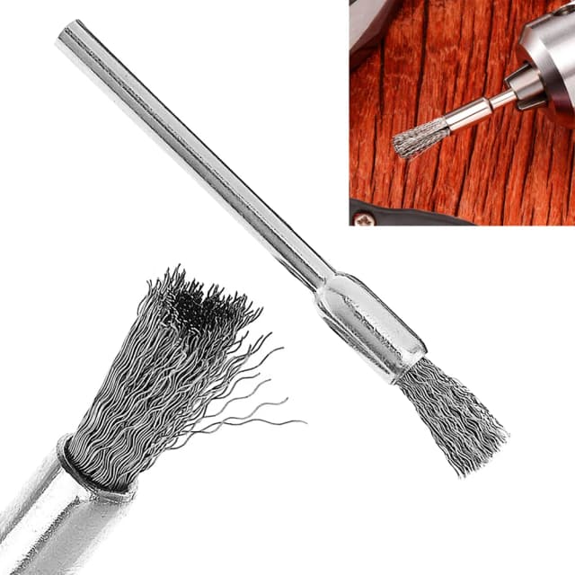 Mini cepillo de alambre de acero inoxidable con mango para herramienta rotativa, cepillo de pulido, herramienta de limpieza de óxido y manchas de soldadura