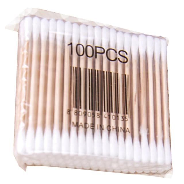 100 Uds hisopos de algodón de doble cabeza palo de madera bastoncillos de algodón higiénicos ecológicos uso seguro cara cuerpo mango estable calidad duradera