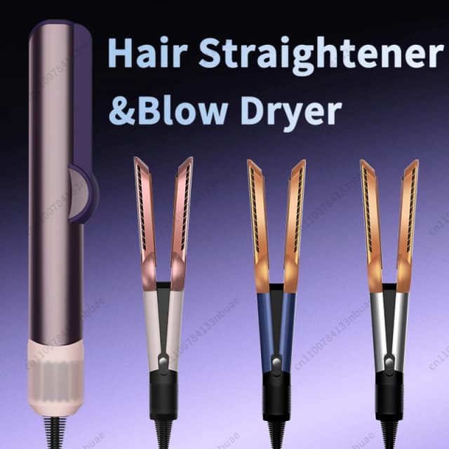 Plancha de pelo profesional 2 en 1 y secador de pelo, plancha de pelo con calentamiento, hierro de iones negativos, herramienta de peinado duradera, 210V-240V