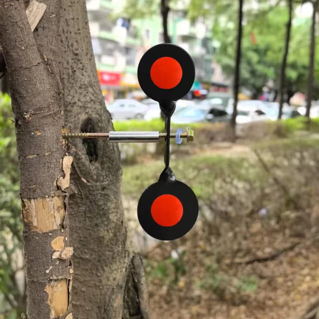 Tirachinas engrosadas de 3mm para interiores y exteriores, práctica de tiro, objetivo redondo de doble cabeza, voluta de tiro de acero giratoria de 360 grados