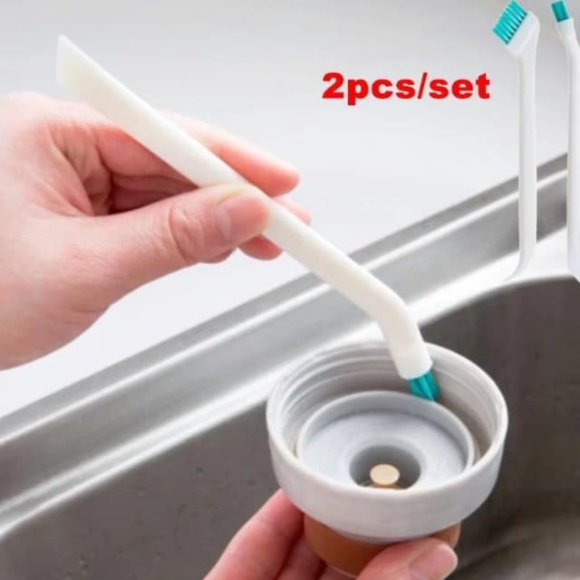 2 unids/set cepillo de limpieza estrecho mango largo espacio portátil cepillo de limpieza de huecos de biberón herramienta de cocina para el hogar cepillo pequeño