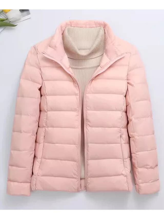 0-10 ℃   Abrigo de invierno para mujer, chaquetas de pato ultraligeras, Parkas acolchadas portátiles para mujer, abrigo de plumas a prueba de viento para mujer, prendas de vestir exteriores