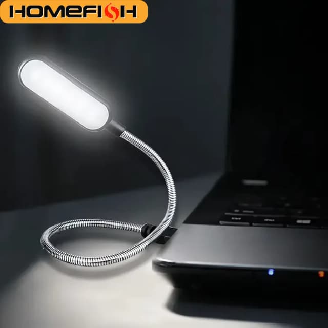 Lámpara LED USB Mini HOMEFISH, Lámpara de Lectura Flexible, Lámpara Nocturna Portátil para Banco de Energía, Computadora Portátil, PC