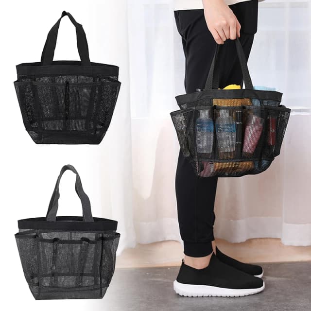 Bolso de playa de malla con 8 bolsillos, bolsa de mano impermeable, ligera y plegable, de gran tamaño, para piscina