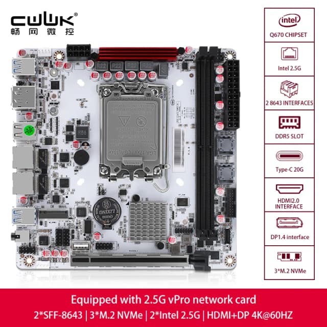 Actualización de la placa base Q670-8Bay NAS Mini ITX, compatible con procesadores Intel de 12-14, 8 puertos SATA3.0, I226LM 2.5G con vPro