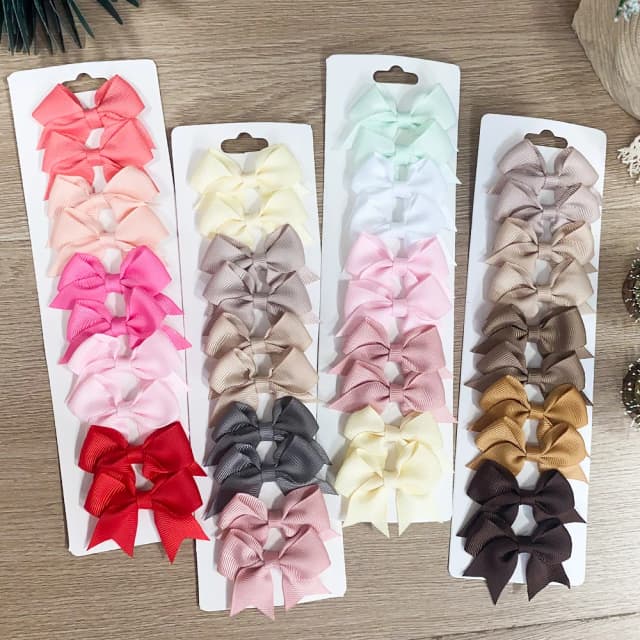 10 unids/set de pinzas para el cabello con lazo de Color sólido para niñas, pasadores de horquilla con lazo de cinta hechos a mano, accesorios para el cabello de Año Nuevo