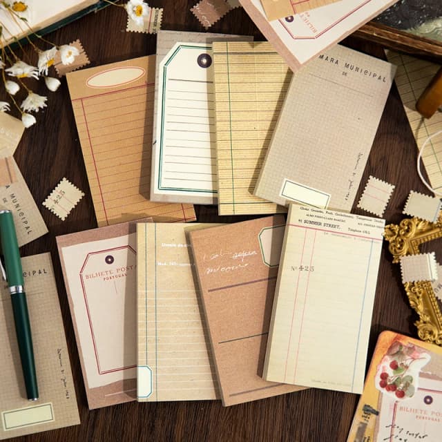 Yoofun 50 hojas de bloc de notas básico Vintage ligero, Material de papel, diario basura, tarjetas de álbum de recortes, papel de decoración de fondo Retro