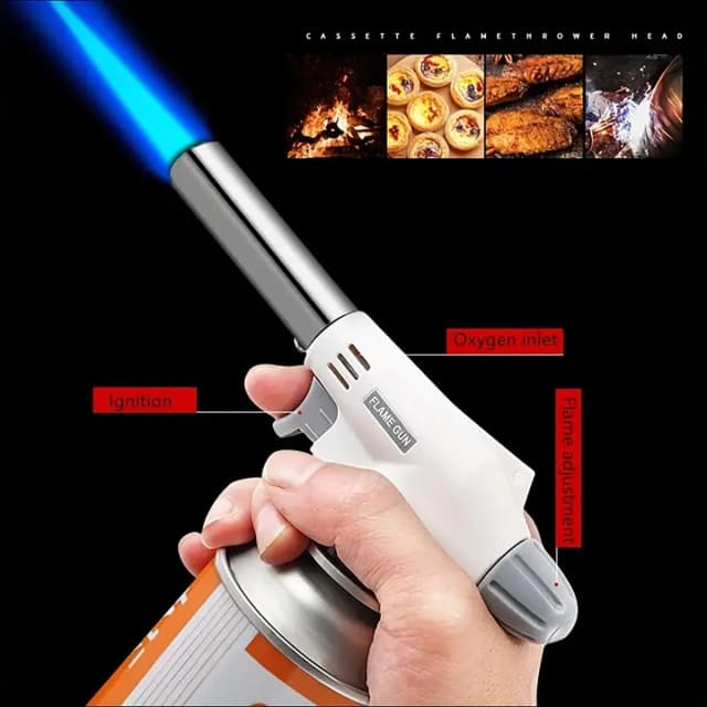 Camping hornear barbacoa antorcha de Gas soldadura fuego fabricante encendedor quemador de butano llama pistola de llama de Metal soplete de soldadura encendedor calefacción