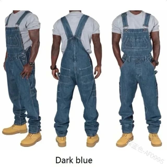 Pantalones vaqueros para hombre 2024, monos con bolsillos para hombre, pantalones vaqueros largos holgados informales, peleles rectos con empalme delgado, pantalones vaqueros largos de talla grande para otoño para hombre