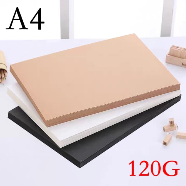50 Uds A4 120g cartón hecho a mano papel de tarjeta blanco/negro/marrón papel Kraft para manualidades de acuarela DIY paquete de inyección de tinta y impresora láser