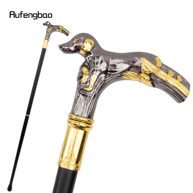 Bastón con mango de perro negro dorado, accesorio con patrón de lujo, para fiesta, a la moda, decorativo, Crosier, 90cm