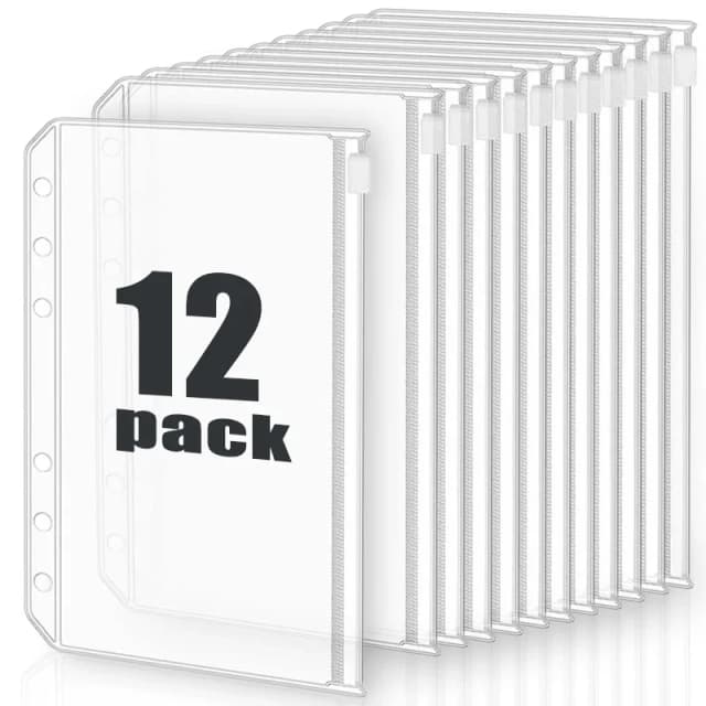2/6/12 Uds. Bolsillos de carpeta impermeables A6 de 6 agujeros sobres impermeables de PVC para presupuesto de efectivo bolsas de carpeta con cremallera para planificador de cuaderno