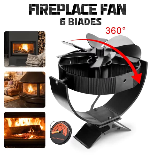 Ventilador de estufa de calor de 6 aspas, ventilador de chimenea giratorio 360, quemador de leña, ventilador ecológico, ventilador de estufa silencioso, distribución eficiente del calor
