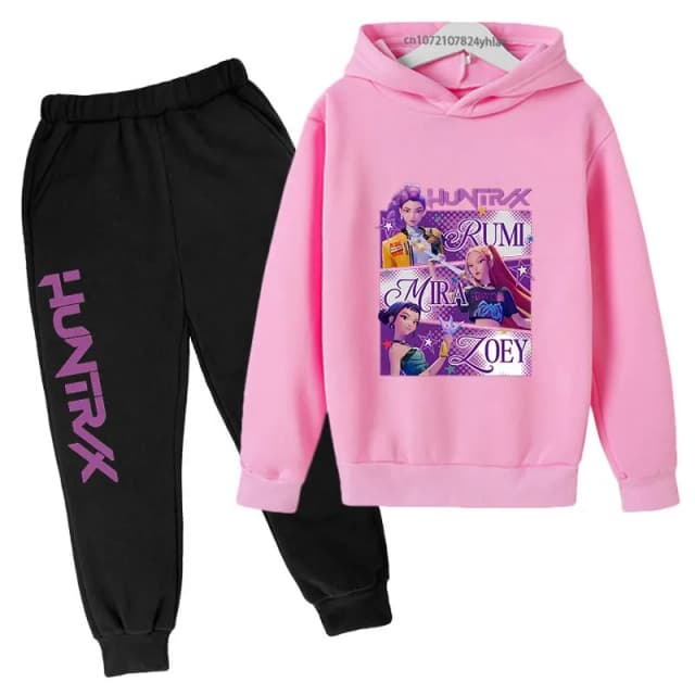 Kpop Demon Hunters niños nueva moda estampado de dibujos animados 2 uds Sudadera con capucha + Pantalones trajes deportivos trajes casuales ropa para niños y niñas de 2 a 13 años