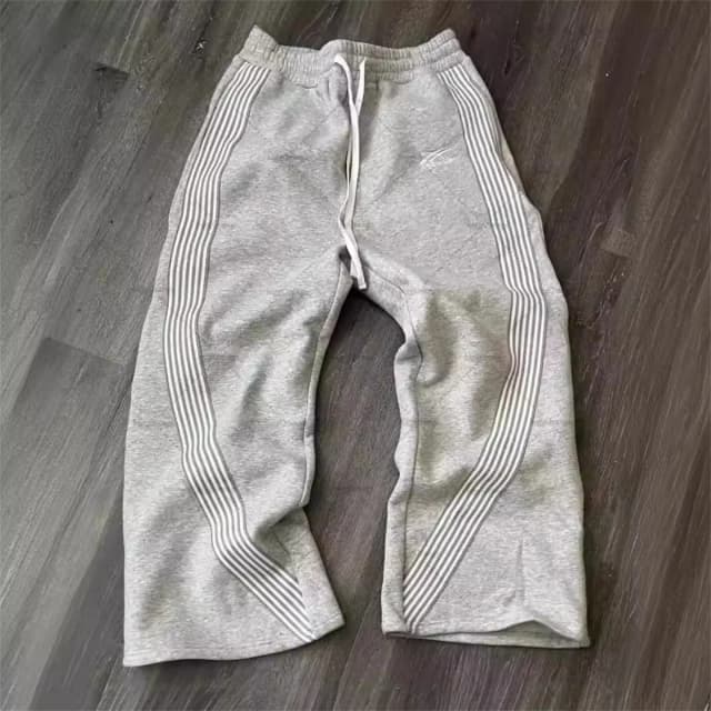 Pantalones informales grises Y2k, pantalones de pierna ancha para correr de primera calidad para hombre y mujer, pantalones de chándal tácticos funcionales Vintage, ropa de calle con cordón