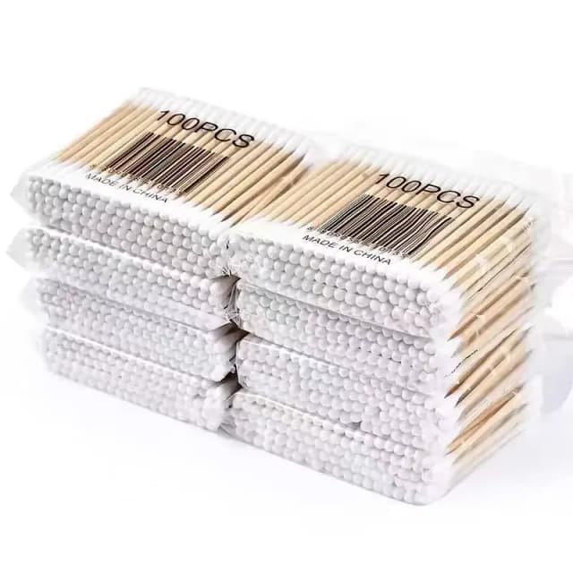100 hisopos de algodón desechables de doble punta para limpieza de oídos y eliminación de maquillaje