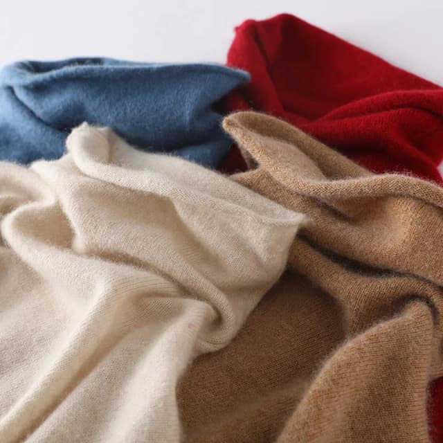 Suéter de lana pura Merina para mujer, jersey de manga larga con cuello alto, cálido, de alta calidad, de punto básico, de Color sólido, para otoño e invierno, 100%
