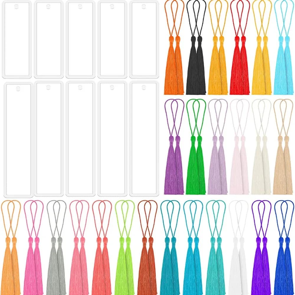 Marcapáginas colgante de resina epoxi, molde de silicona, juego de borlas para llavero DIY, joyería, Kit de suministros para manualidades hechas a mano, accesorios