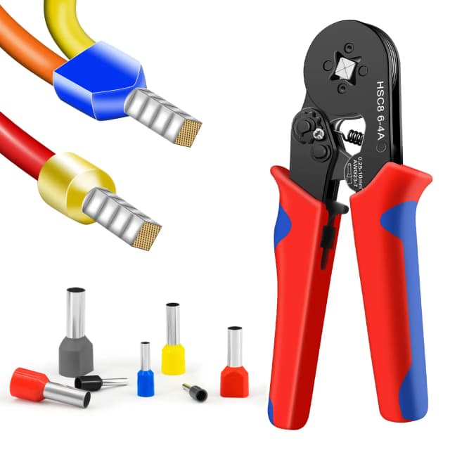 Herramienta de Engarzado HSC8 6-4A 0.25-10mm para Terminales Tubulares de Ferrule ² 23-7AWG Juego de Abrazaderas de Engarzado de Ferrule Herramientas de Electricista para Cabeza de Cable