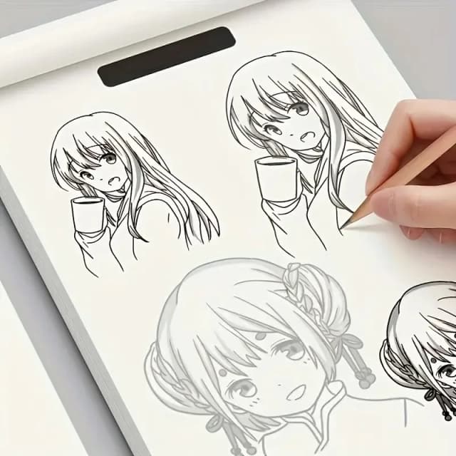 Libro de dibujo artístico de líneas de personajes de anime para principiantes, 48 páginas de contornos simples dibujados a mano para rastreo y practicar pintura