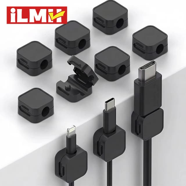 No magnético y resistente ​ Clips para Cables, Soporte Ajustable para Cables |   Organizador Adhesivo para Debajo del Escritorio, para Hogar, Oficina, Auto, Pared y Escritorio ​ ​