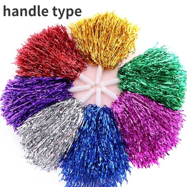 Pompones de porristas con mango, bolas de animación, dorado, amarillo, rosa, rojo, verde, azul, para baile a mano, mujeres, niñas, niños, accesorios de pompones