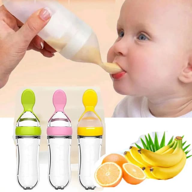 Biberón de silicona con cuchara, botella de alimentación de leche, botella de cereales de arroz, suplemento alimenticio, útil y seguro