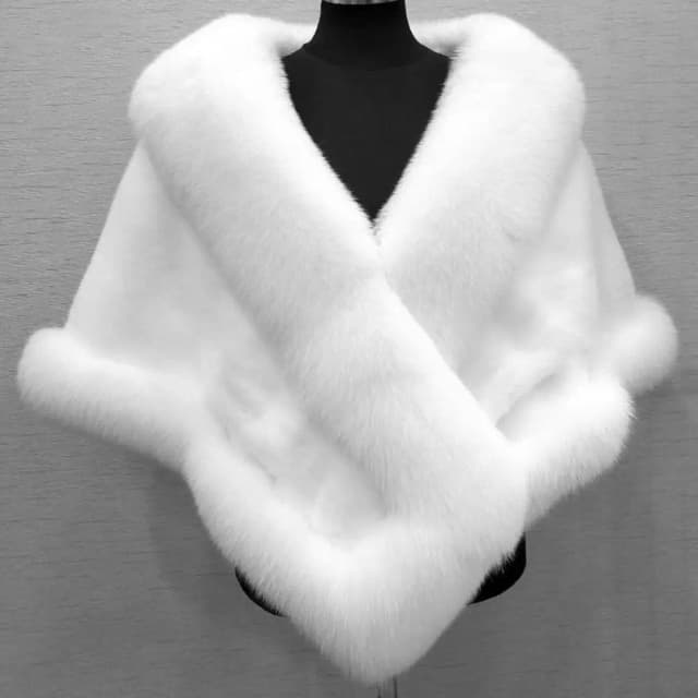 Poncho de piel de lujo para mujer, chal esponjoso, vestido de noche de piel, chal para banquete de boda, chal, capa de felpa, chaquetas para mujer