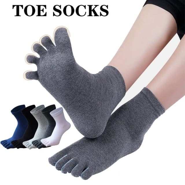 Calcetines con dedos para hombre, medias transpirables que absorben el sudor, cómodas, de algodón, elásticas, deportivas y de negocios