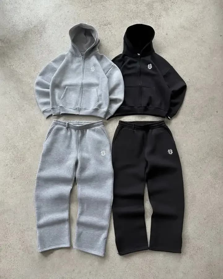 2025 nueva Bordado de letras cremallera Casual hombres traje Y2K hombres Harajuku moda mujeres Retro sudaderas con capucha pareja sudaderas pantalones de chándal