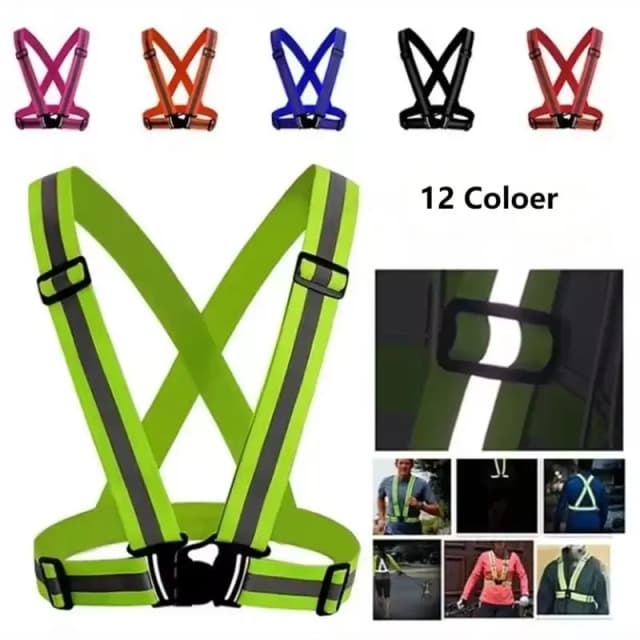 Correas destacadas, chaleco de seguridad ajustable, banda elástica para adultos y niños, ropa para correr y montar, 12 colores