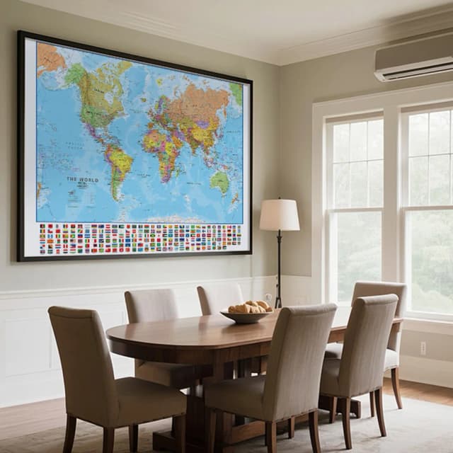1 szt. Plakat Mapa Świata w języku angielskim, malowany sprayem, dekoracyjny obraz ścienny, mapa podróżnicza, dekoracja domu, 120x80 cm