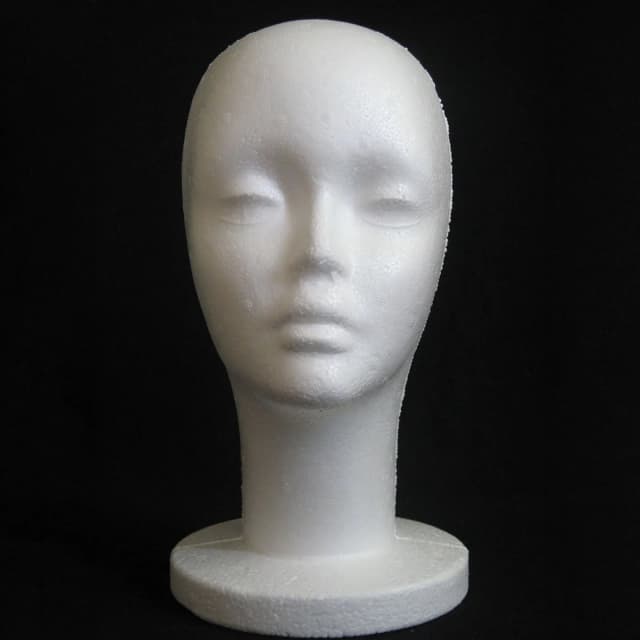 Maniquí femenino de poliestireno, modelo de cabeza de maniquí, peluca de espuma, exhibición de gafas para el cabello