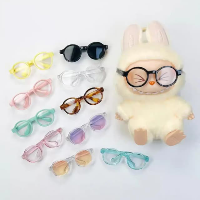 Labubu 6,5 cm gafas de plástico transparente para 1/8 1/6 1/3 1/4 BJD para Labubu MSD felpa para gafas de sol de muñeca EXO