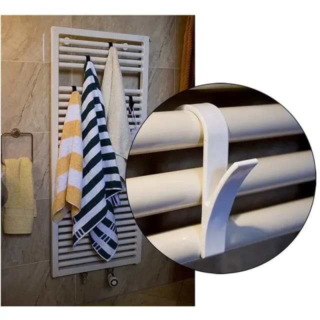 Clips para colgar en el baño y la cocina, estantes de almacenamiento, colgador transparente blanco, riel para radiador de toallas, colgador para ropa, bufanda, soporte para ganchos