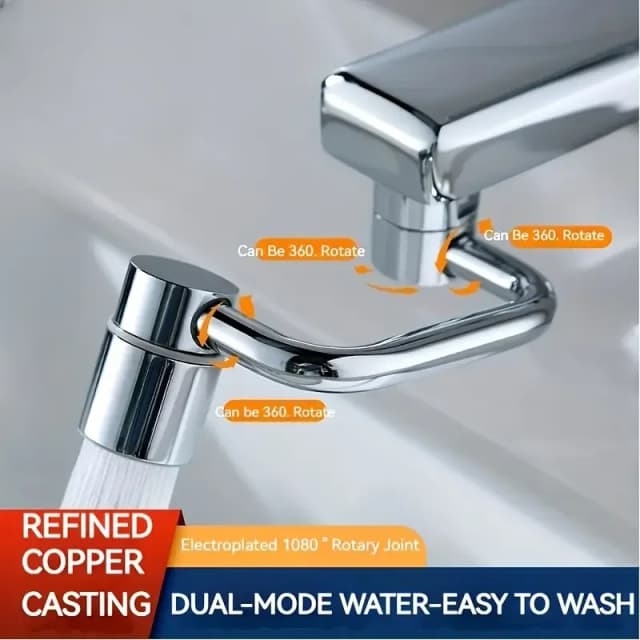 1 pieza 1080 °   Extensor de grifo de cocina giratorio de acero inoxidable, accesorios universales para fregadero de baño de modo Dual a prueba de salpicaduras con adaptador