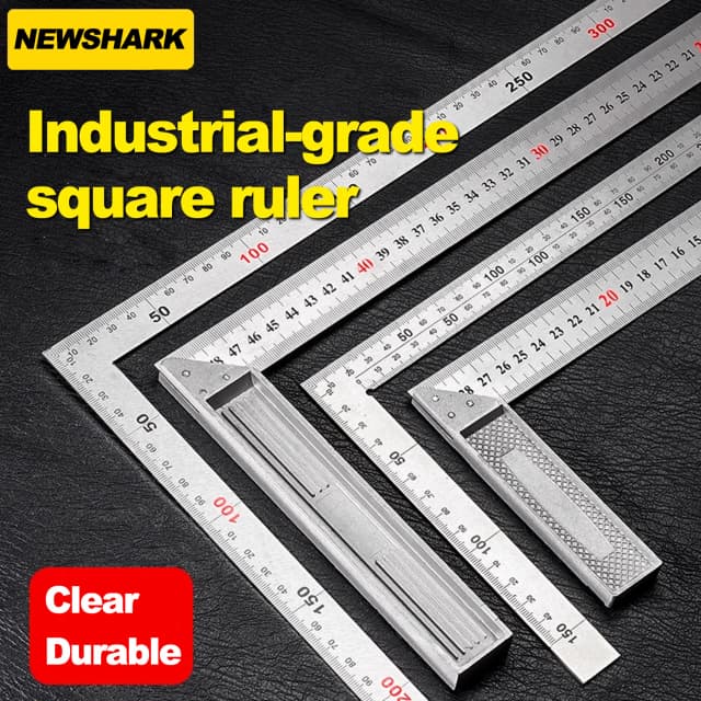 Regla cuadrada derecha de aleación de aluminio, regla giratoria de ángulo 90, herramienta de medición de carpintería, regla cuadrada de ángulo de calibre de 300/500mm