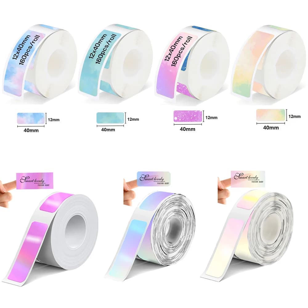 1 rollo de papel para hacer etiquetas adhesivas Phomemo Q30 D30 D32 D35 para Marklife P12 P15, pegatina de nombre, etiqueta de billete, nota, 12x40mm-160 Uds.