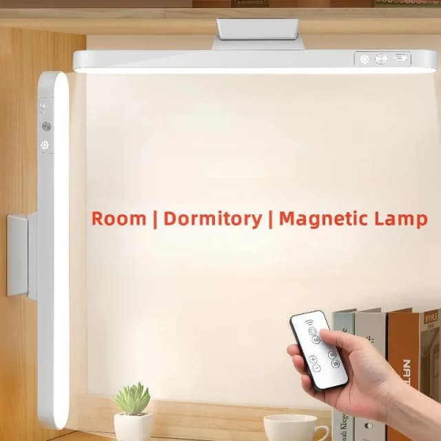 Lámpara de mesa LED colgante magnético, lámpara de escritorio recargable por USB, luz de lectura de 3 colores, armario regulable, luz nocturna