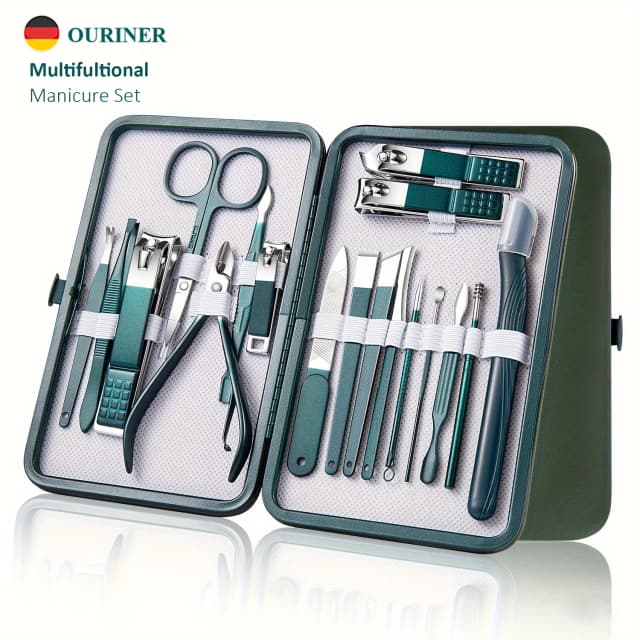 Kit profesional para el cuidado de las uñas, juego de manicura y pedicura de acero inoxidable, cortaúñas con estuche de viaje, 7/10/12/18 piezas
