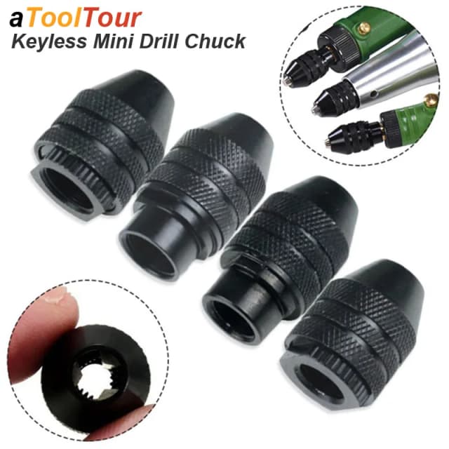 Mini adaptador de mandril de taladro sin llave, destornillador de pinza, cartucho de cambio rápido de 0,5-3,2mm en destornillador, tres mandíbulas para Dremel