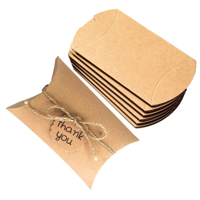 Caja de dulces con almohada de papel Kraft Vintage, Mini regalo de agradecimiento para regalos, joyería de boda, suministros de embalaje para pequeñas empresas, 10 Uds.
